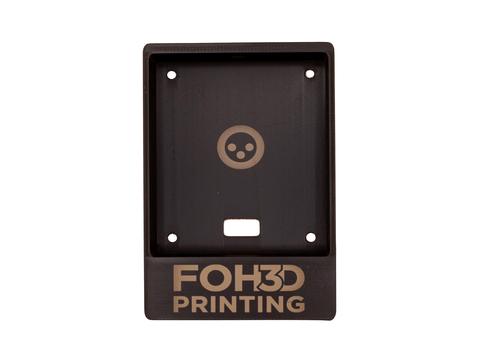 Front of the empty case showing mounting holes and FOH3D logo